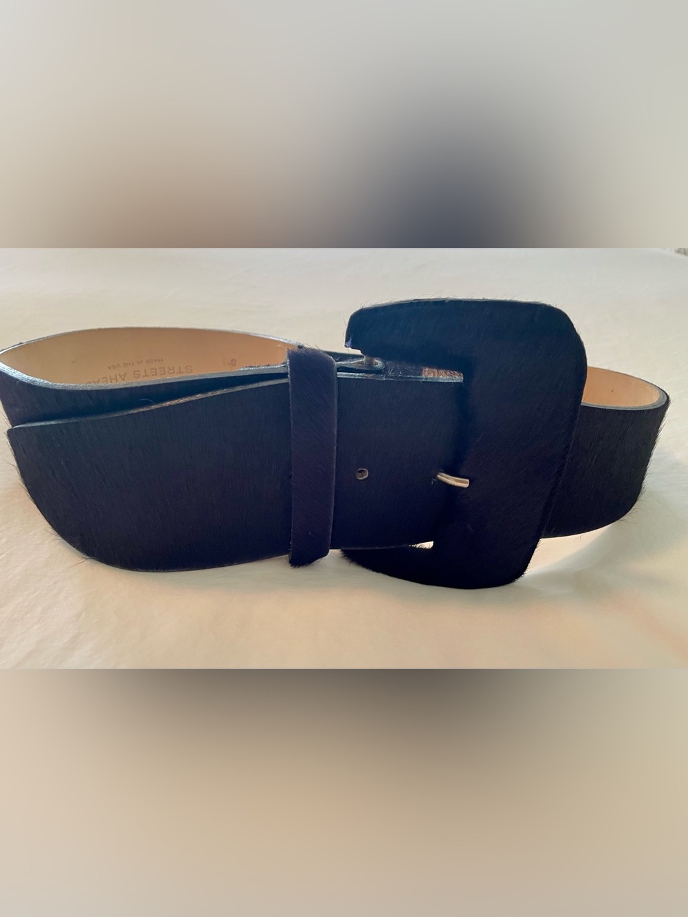 Streets Ahead Calf Hair Navy Statement Belt Size S Made USA